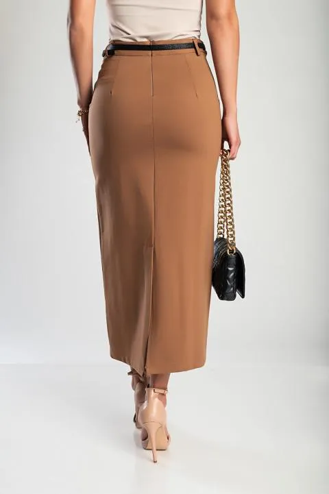 Falda midi elegante, camel