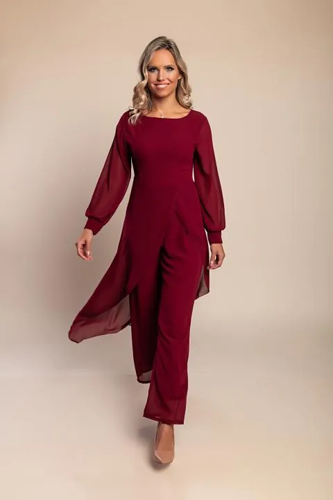 Mono elegante, burdeos