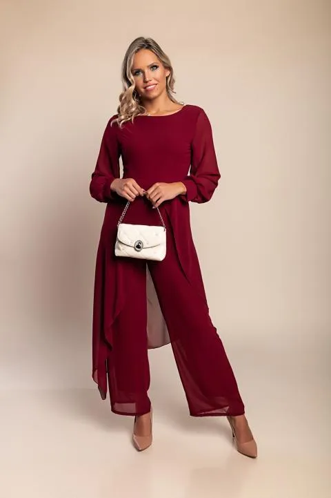 Mono elegante, burdeos