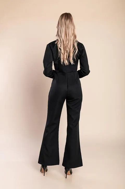 Mono elegante con botones decorativos, negro